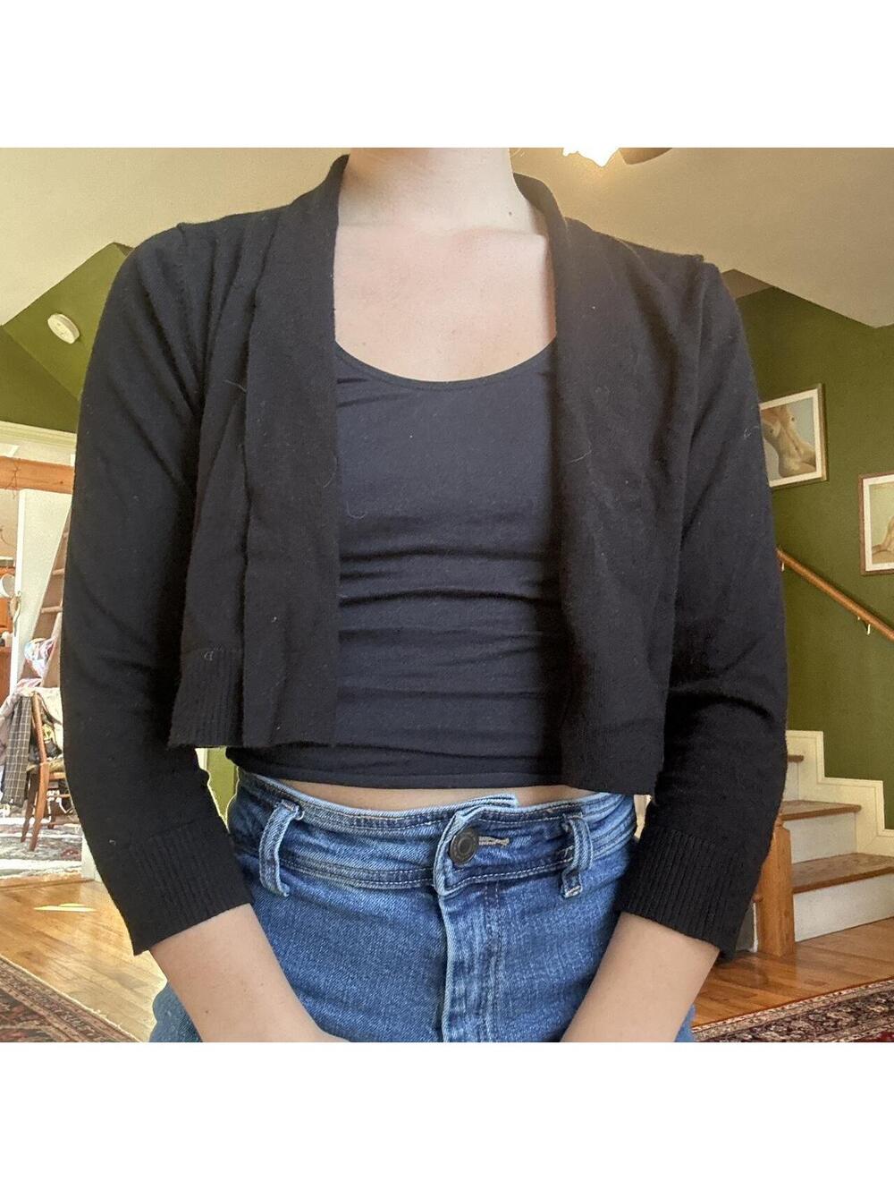 Calvin Klein Cropped Black Cardigan